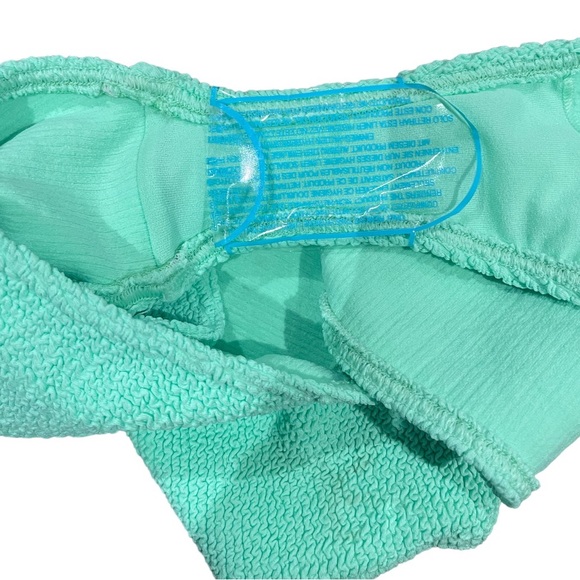 ASOS Crinkle Bandeau Bikini Top & High Waisted Bottom in Apple Green Set - Picture 11 of 12